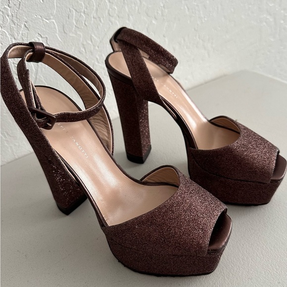 Giuseppe Zanotti Betty Glitter Platform Peep Toe Heels